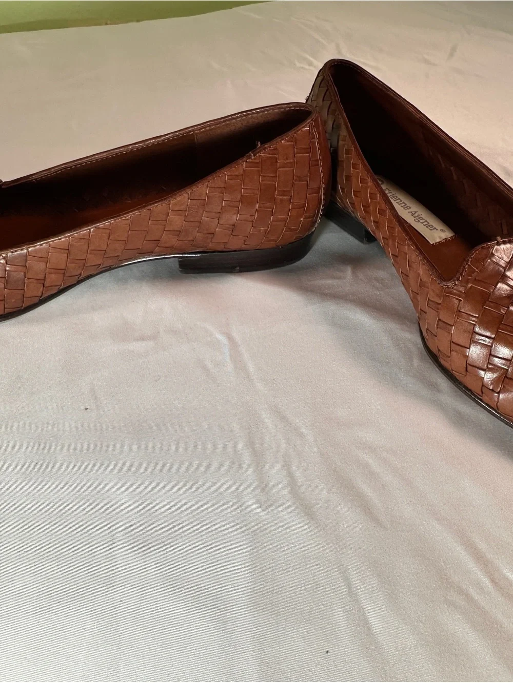 Etienne Aigner Woven Leather Flats - Rust